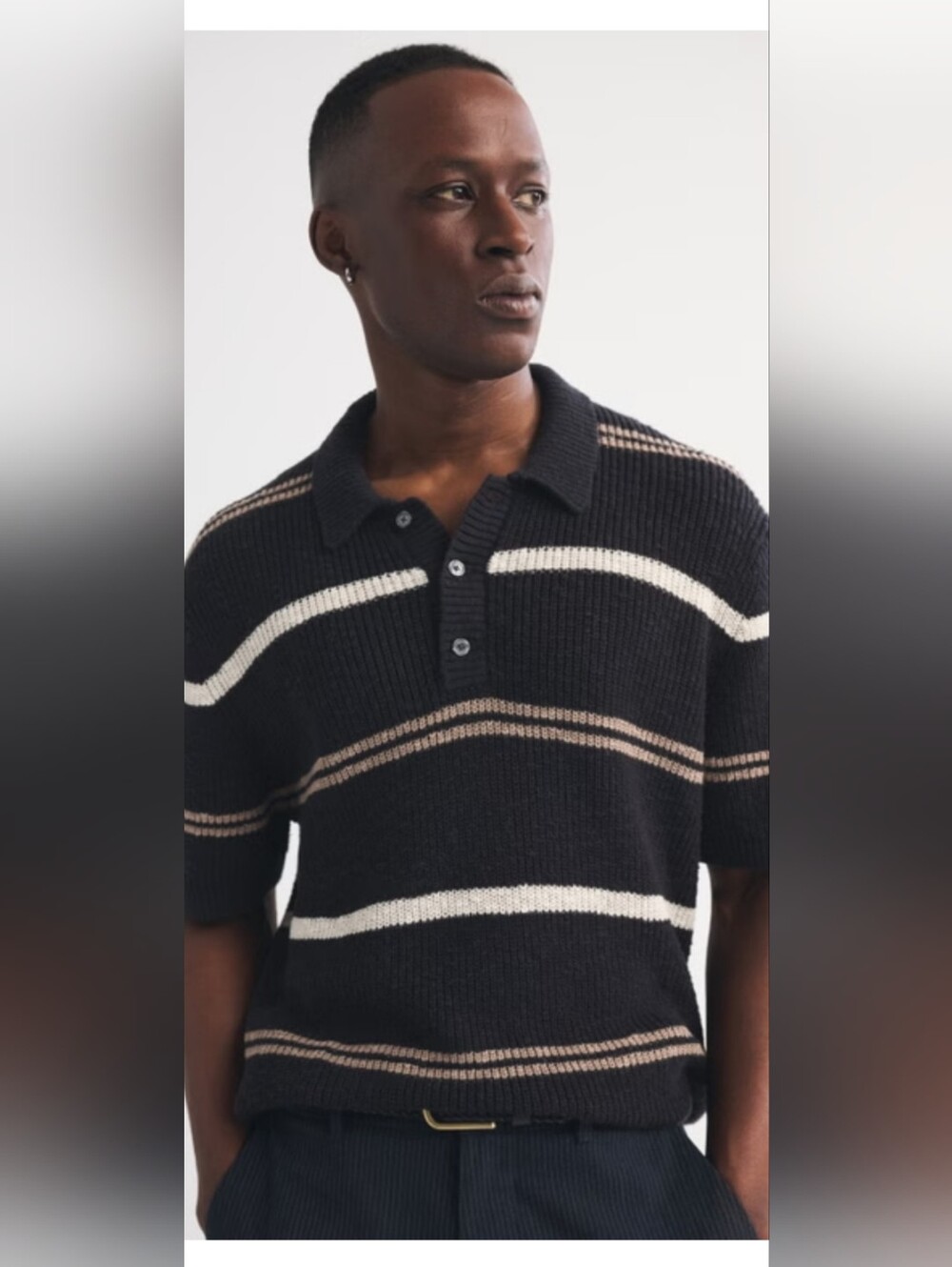 Abercrombie & Fitch SEALED! NWT! 100% Cotton Striped 3-Button Sweater Polo.  XS.